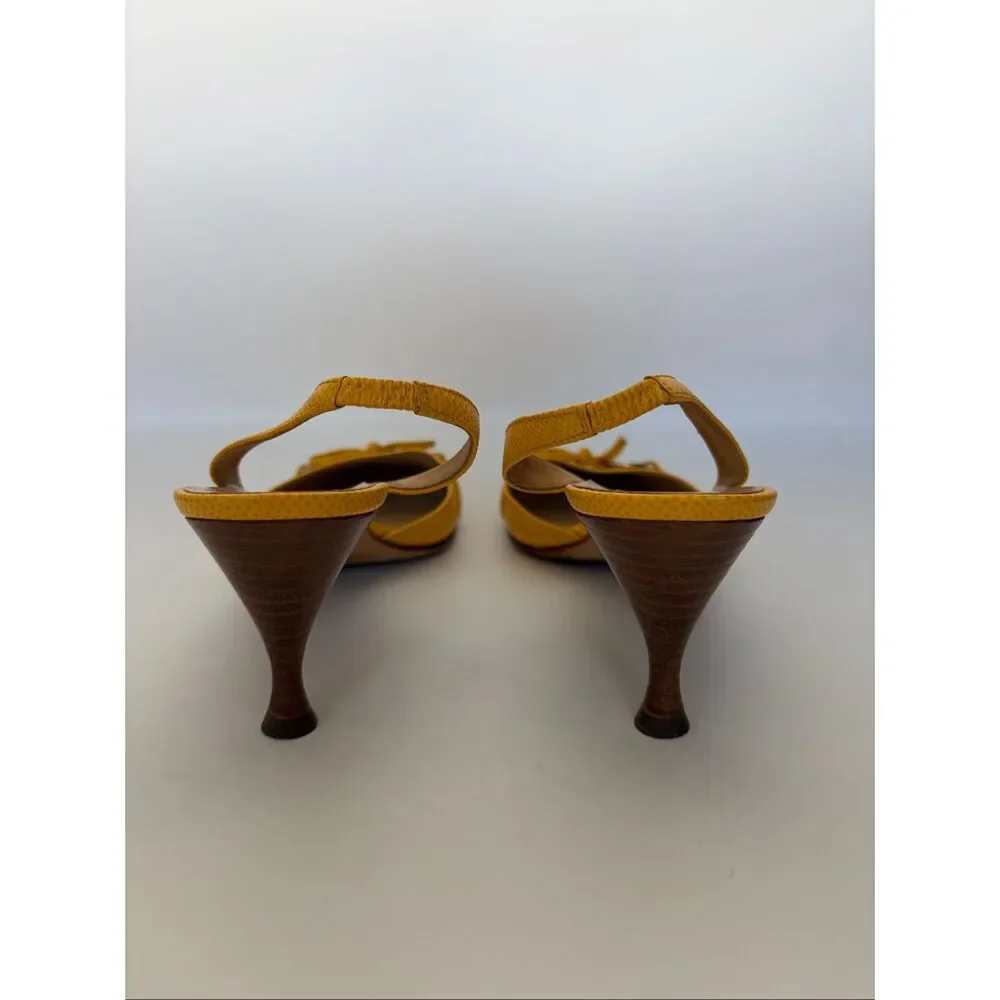 Kate Spade Terry Round Toe Slingback Kitten Heels in Yellow Size 8.5 - Picture 6 of 12